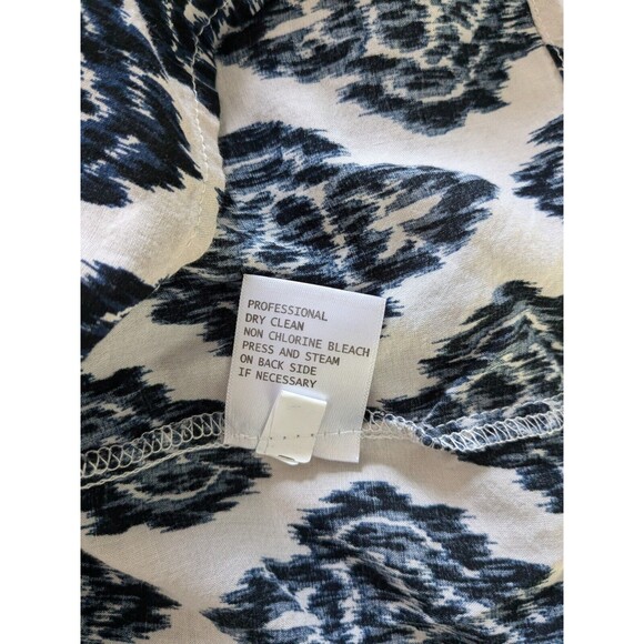 Marina Luna Blouse Women's Sz 2X Boho Peasant Navy Cream Medallion Soft Rayon - Picture 11 of 13